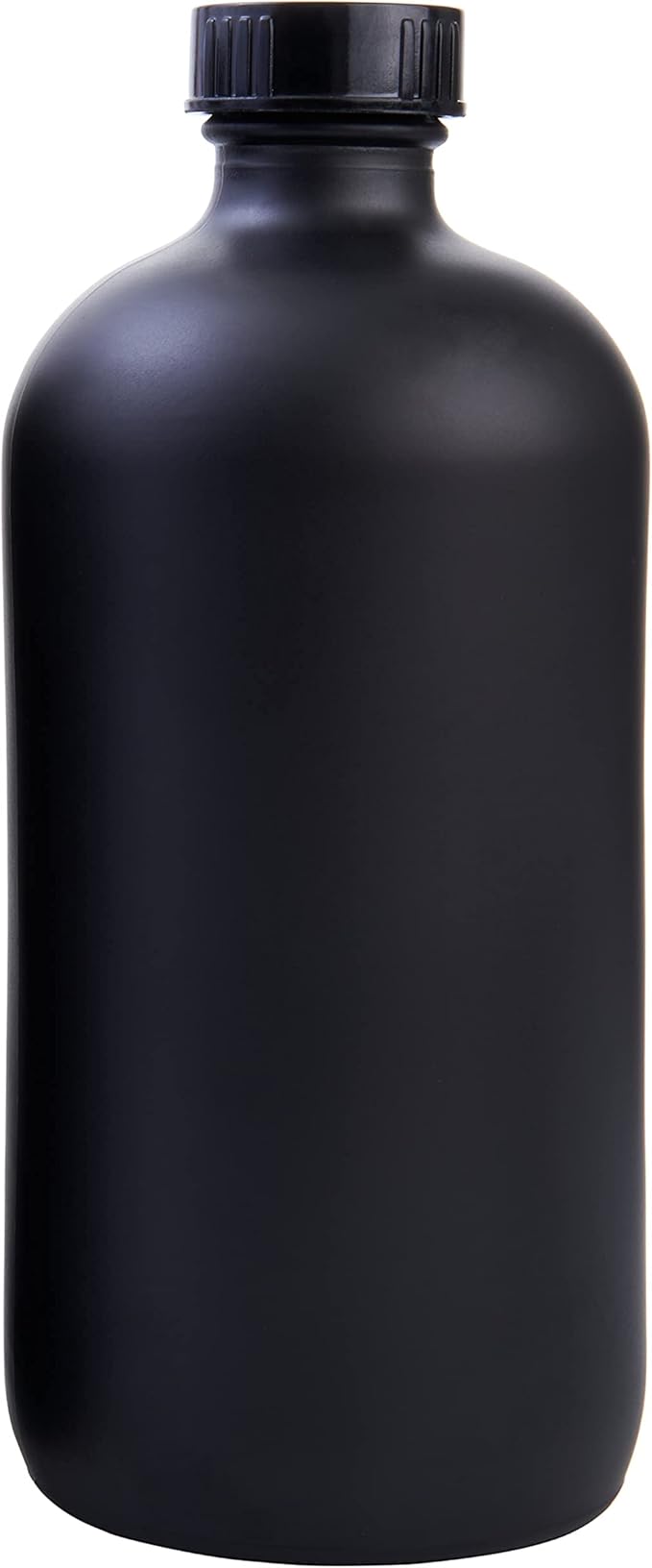 Black Boston Round Glass Bottles, 16oz | Glass Spray Bottle & Soap Dispenser | Reusable for Cleaning & More | Set of 2