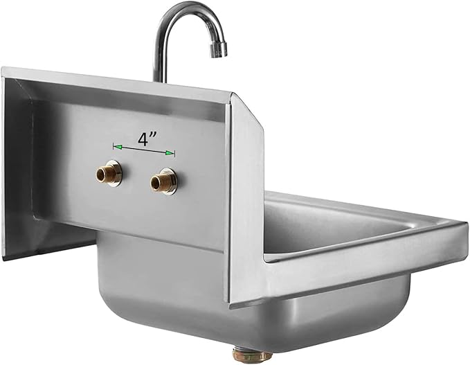 Commercial Hand Wash Sink – 15" x 17" Wall Mounted Stainless Steel Basin with | NSF Certified