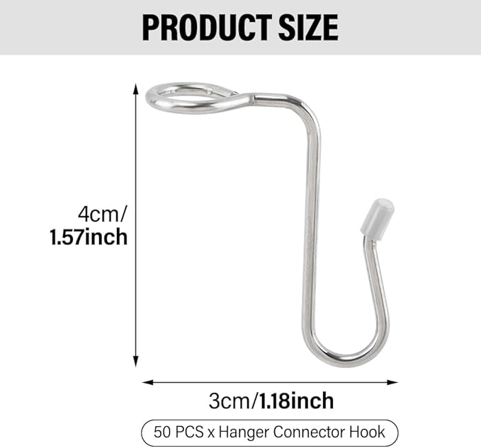 50pcs Hanger Connector Hooks, Clothes Hanger Organizer Space Saving Hanger Extender Hooks, Stacking Hanger Hooks Connection Hook, Closet Organizers and Storage Utility Hooks