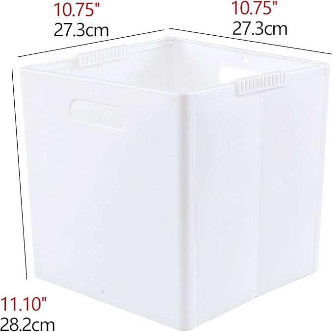 4-Pack Collapsible Plastic Storage Cube Bins, White Foldable Cube Storage Bins