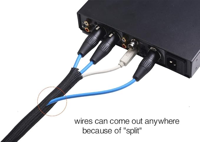 Alex Tech 25ft - 3/8 inch Cord Protector Wire Loom Tubing Cable Sleeve Split Sleeving For USB Cable Power Cord Audio Video Cable – Protect Cat From Chewing Cords - Black