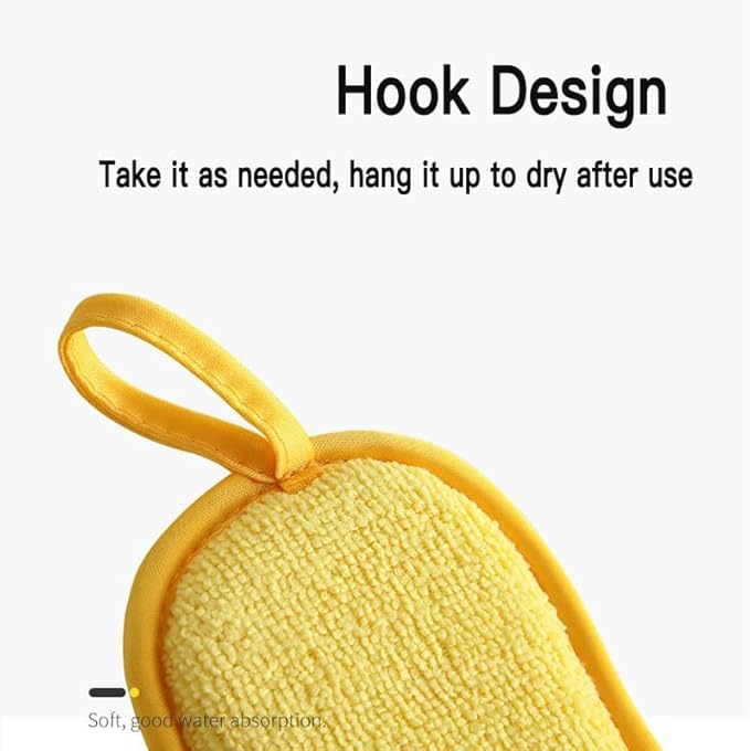 Dish Sponge Kitchen Sponges,Scrub Sponges,Double Sided Cleaning,Non Scratch,Ultra fine Fiber Wiping+Stainless Steel Wire to Remove Stubborn Stains,Durable Thickening (Large 6-Pack)