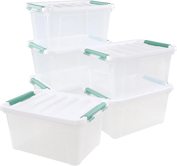 Zerdyne 6-Pack Clear Storage Latch Bins, 20 L Plastic Storage Boxes
