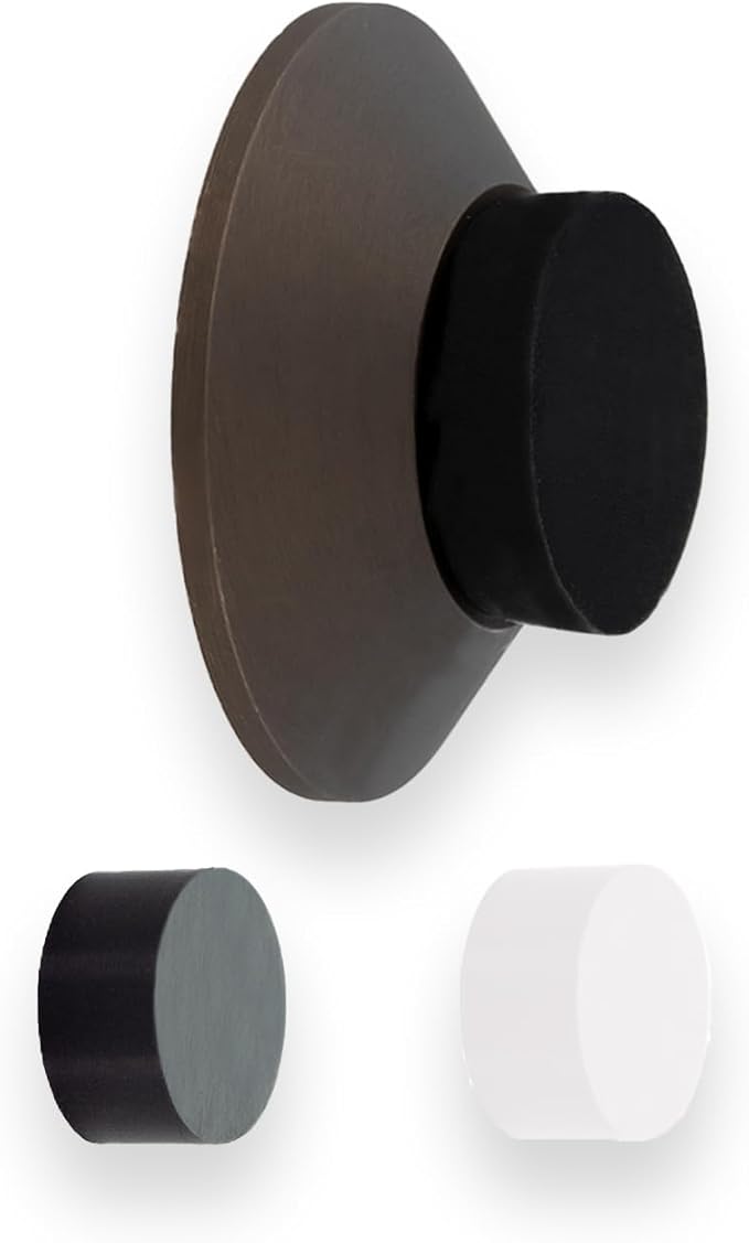 Evi Herrajes | Adhesive Door Stop | Wall Fitting | 35x15mm | Rustic Brass | Conical Shape | Two Rubber Bands Included | Adhesive or Screw Installation