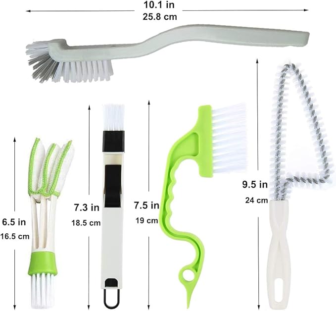 Window Track and Grout Cleaning Brush Set, 5Pcs Hard-Bristle Crevice Scrub Brushes for Sliding Doors, Tile Lines, Sink Corners, Small Gaps and Bottles, Essential Household Cleaning Tools