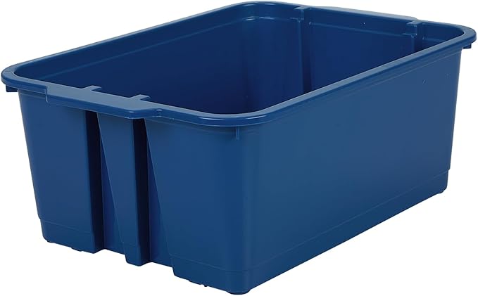 Really Good Stuff Stacking Bins, 14" x 10" x 5 .75" - 6 Pack, Navy, Stackable Storage Plastic Bins for Classroom Organization, Home Storage, Office & Hospital Supplies