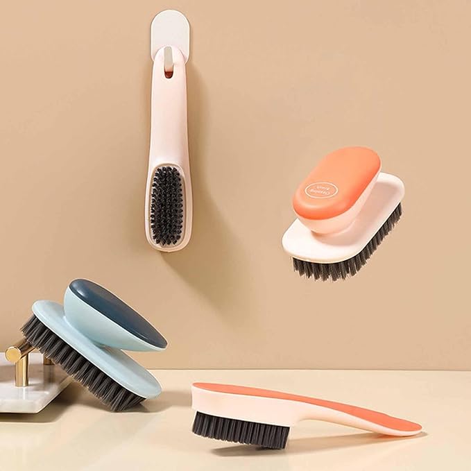 Laundry Scrub Brush 2 Pack Soft Bristle Brush Cleaning Brush for Stains Clothes Scrubbing Brush Household Cleaning Tool for Bathroom Countertops Bathtubs (Gray)