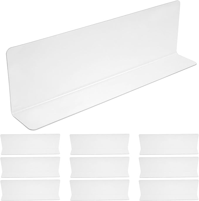 Clear L-Shaped Shelf Dividers 10-Pack PVC Closet Cabinet Organizers Vertical Partition Boards for Home Storage and Retail Shelving