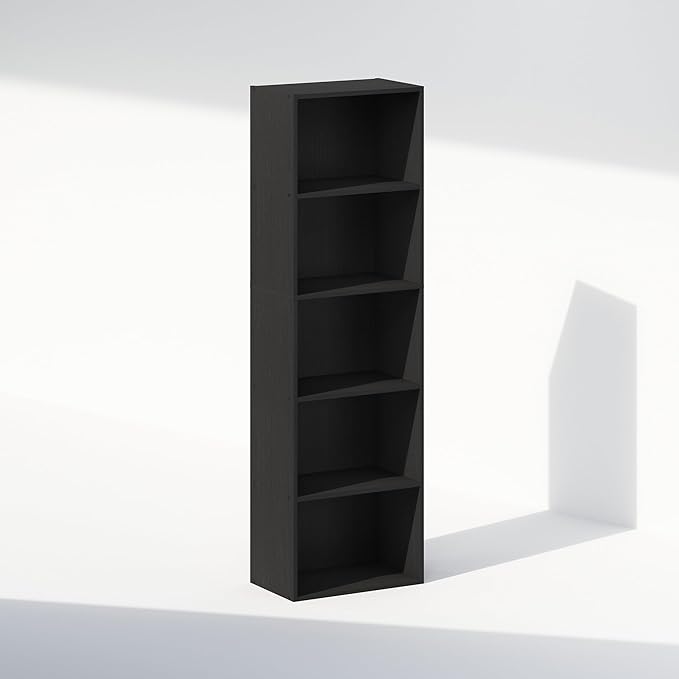 Furinno Reed Closet Organizers and Storage, 5-Tier Closet Organizer, Open Shelf Closet Storage, for Wardrobe, Bedroom, Living Room, Blackwood