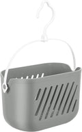 Plastic Hanging Shower Basket, 8.26 x 5.51 x 5.11 Inch, Portable Kitchen Organizer with Hook, Storage Basket for Garlic, Ginger, and Small Items
