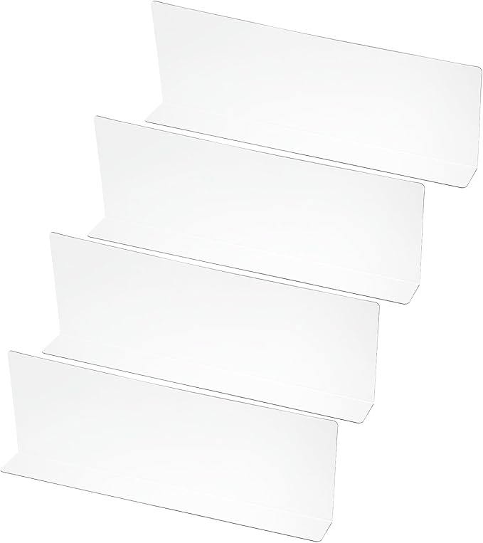PATIKIL 4 Pack Shelf Dividers for Closet Organization, 13.8x1.6x4.8 Acrylic Closets Separator Kitchen Cabinet Shelves Under Bed Blocker for Bedroom Kitchen Office, Clear
