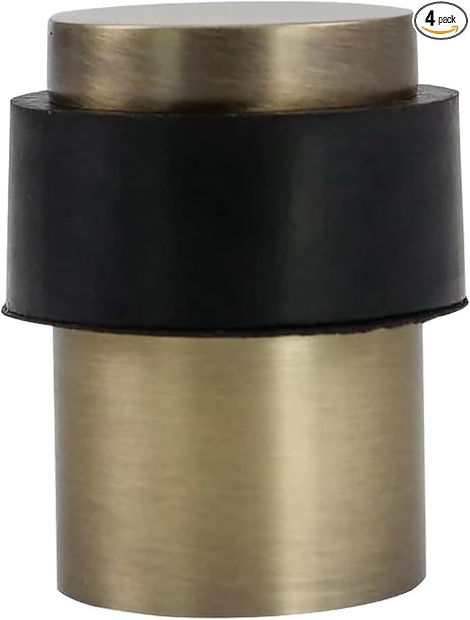 KHTUMEWARE 4 Pack 2 in Floor Door Stopper,Antique Bronze Brushed Door Stop,Wall Protector Commercial Door Bumper Wedge Decorative Cylindrical Install Door stoppers on The Floor