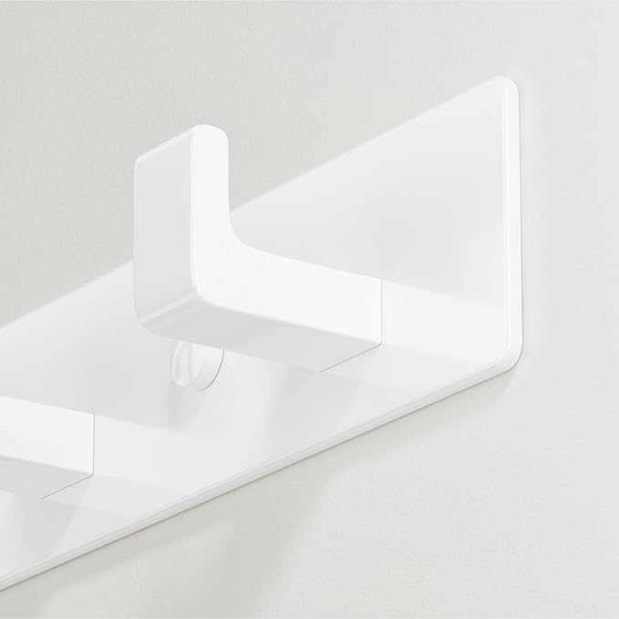 GWAAZXGZ White Coat Rack Wall Mount - 12.5 inch Modern Metal Hook Rail with 4 Right-Angle Hooks, Drill-Mounted Organizer for Coats, Hats, Bags in Entryway, Bathroom, Bedroom (1 Pack)