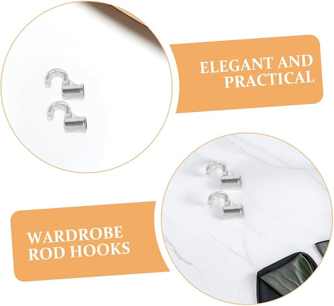 2pcs Heavy Duty Closet Rod Support Bracket Hooks for Wardrobe Organization Space Saving Hanger Connectors for Bathroom and Bedroom Easy Installation Design