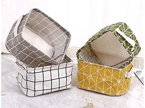 Mini Storage Basket（Pack of 5）- Blend Storage Bins for Makeup, Book, Baby Toy,8x6x5.5 inch Home Decor Canvas Organizers Bag 8x6.3x5.1 inch