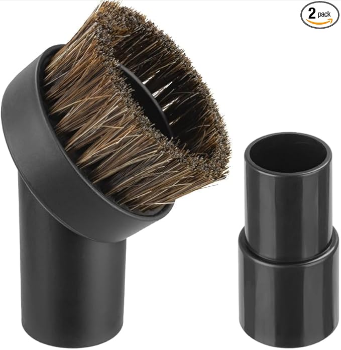 25mm Round Dust Brush For Shark Vacuum Attachments Replacement with 1-1/4" to 1-3/8 Hose Adapter, For Most Vacuum Cleaners Accessories