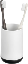 iDesign Toothbrush Holder with 3 Divided Sections for Bathroom or Vanity - Matte White/Matte Black