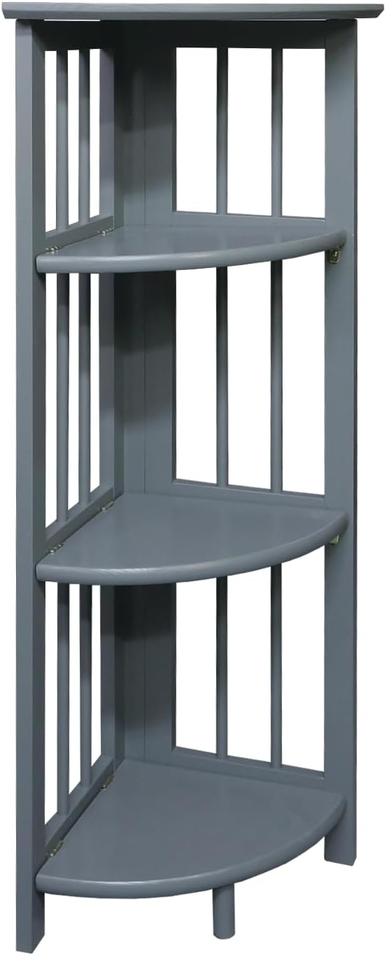 Casual Home Mission 4-Shelf Corner Folding Bookcase, Slate Gray