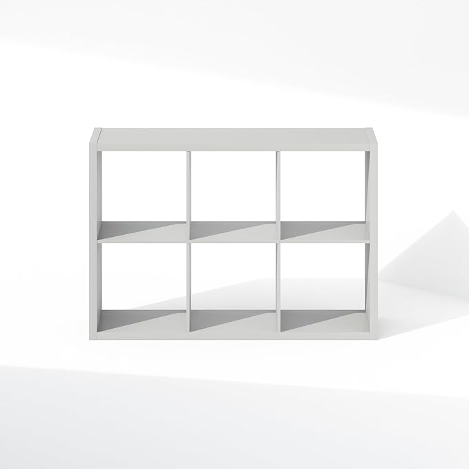 Furinno Cubic Closet Organizers and Storage, 6-Cube Closet Organizer, Open Shelf Closet Storage, Extra Thick Frame for Wardrobe, Bedroom, Living Room, Light Grey