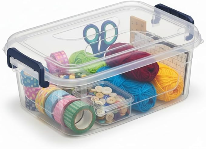 Tribello Small Clear Plastic Storage Bins with Lids, 12-Pack Stackable Plastic Containers for Home Organization – Clear Totes for Closet and Underbed Storage, 5 Quarts