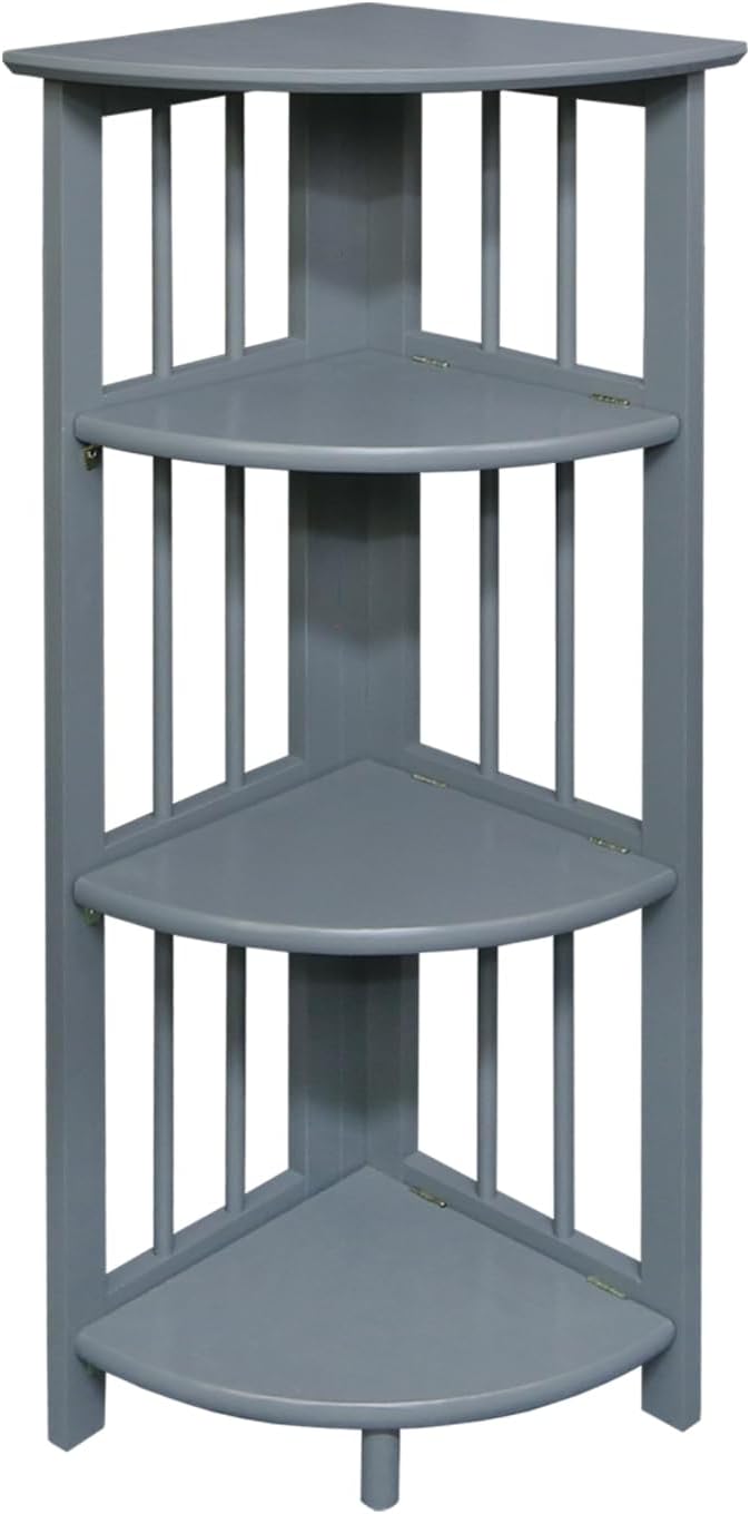 Casual Home Mission 4-Shelf Corner Folding Bookcase, Slate Gray