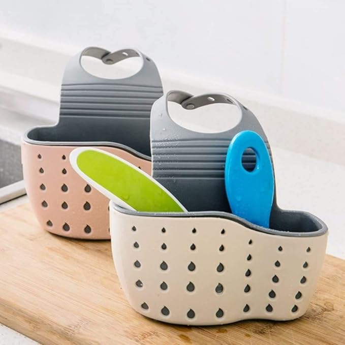 VANVENE Kitchen Sink Shelf Soap Sponge Drain Rack Holder Double Decker Hanging Basket Storage Suction Cup Kitchen Organizer Sink Accessories Wash Dropshipping (off white-1 Pocket)