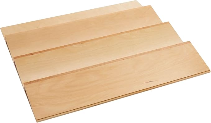 Rev-A-Shelf 22" 3 Tiered Seasoning Organizer, Trim-to-Fit Wooden Kitchen Draw and Cabinet Home Storage Insert, Pull Out Spice Rack, Maple, 4SDI-24