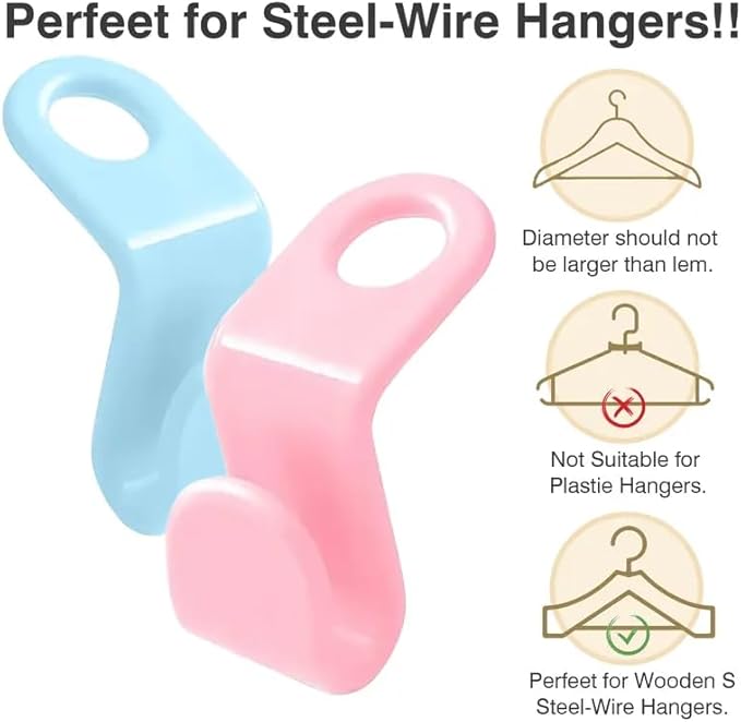 Space Saving Hangers Connector Hooks, 20 Count, High Load-Bearing Clothes Hanger Organizers, Random Colors