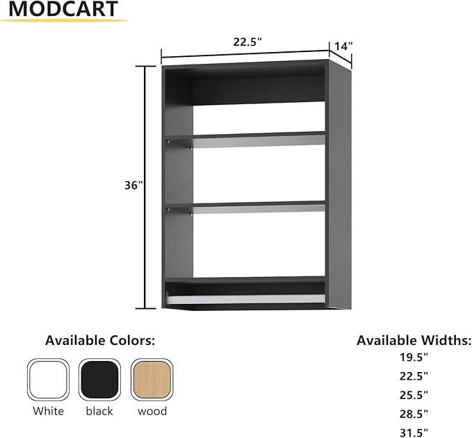 Medium Double Hanging Closet Unit, Modular Closet System, Wood Closet System Organizer with Storage for Walk In Closets, Clothing Rack Closet for Hanging Clothes, Bedroom, Black, 22.5"W