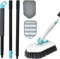 Long Handled Scrub Brush for Shower,3-in-1 Cleaning Brushes with 3 Different Function Cleaning Heads Brush for Shower Cleaning Bathroom Kitchen Walls Tub Tile (White)