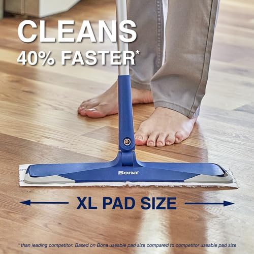 Bona Sweeping Pads for Multi-Surface Floors - 24 Refills - Heavy-Duty & Disposable XL Microfiber Pads Sweep Away Dust, Dirt, & Pet Hair