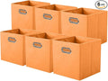 ShellKingdom Storage Bins, Foldable Fabric Storage Cubes And Cloth Storage Organizer Drawer with Metal Handle For Closet And Toys, 11 X 10.5 X 10.5 INCH, 6 Pack (Orange)