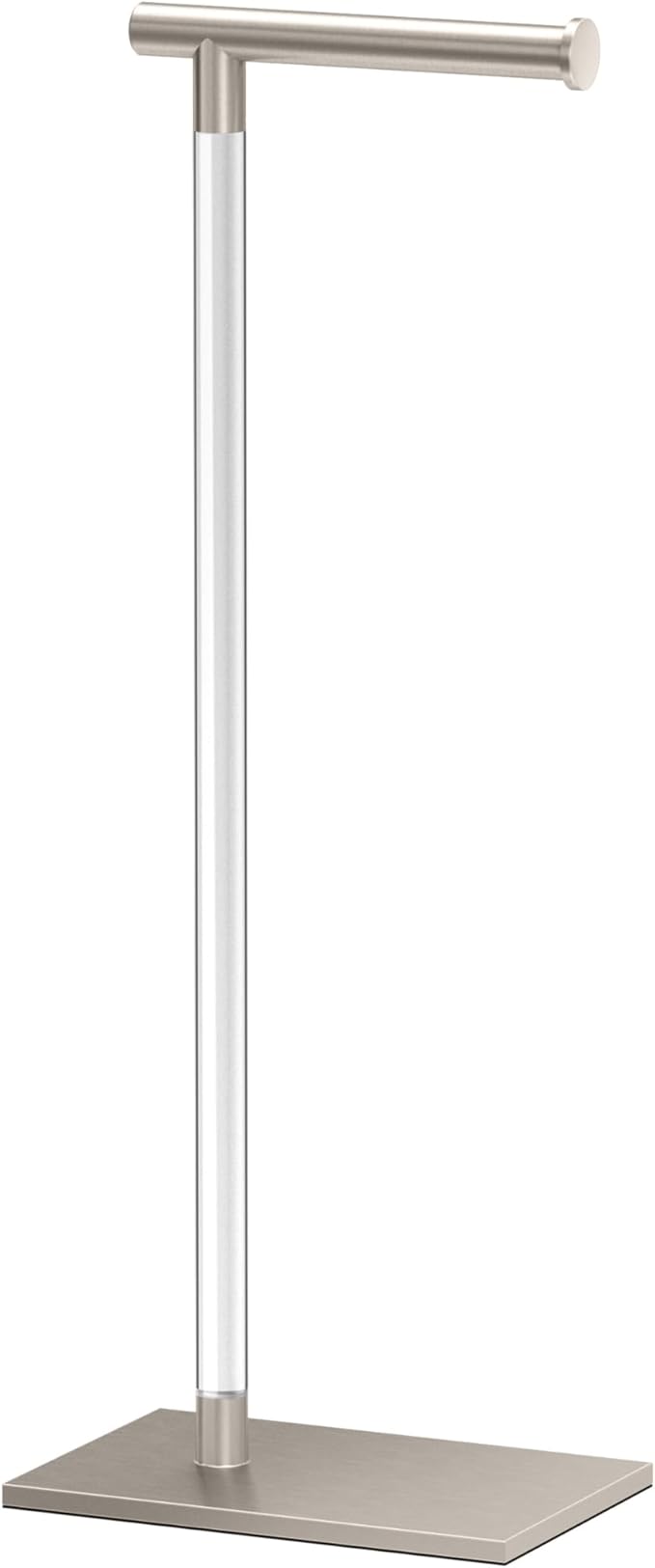 Gatco 1331SN Modern Rectangle Base Freestanding Toilet Paper Holder 22.25" Satin Nickel/Acrylic with Weighted Base