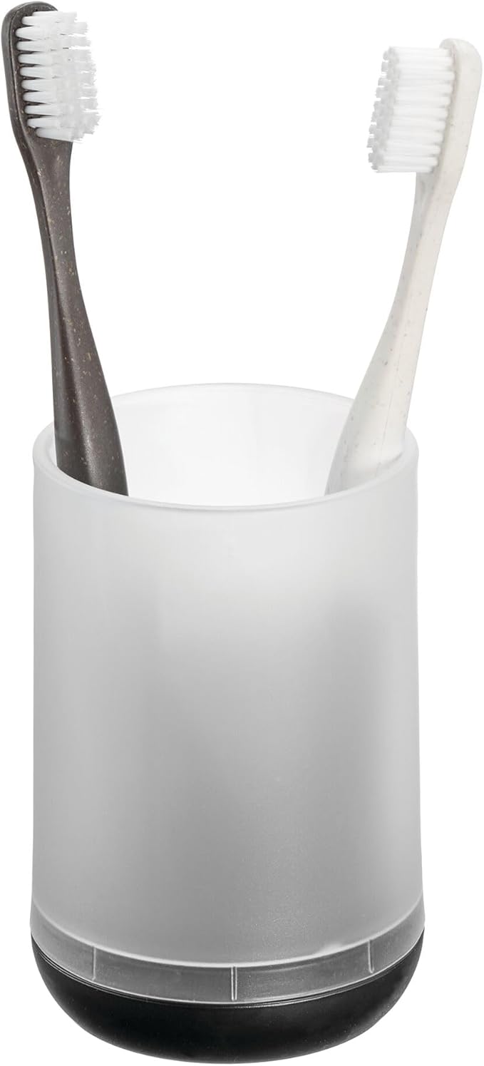 iDesign Toothbrush Holder with 3 Divided Sections for Bathroom or Vanity - Frost/Matte Black