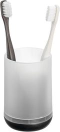 iDesign Toothbrush Holder with 3 Divided Sections for Bathroom or Vanity - Frost/Matte Black
