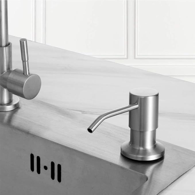 Soap Dispenser for Kitchen Sink, Built in Sink Soap Dispenser Lotion Dispenser with 17 Ounce Bottle, Stainless Steel Sink soap Dispenser, Brushed Nickel