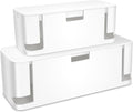 ZhiYo Cable Management Box White, 2Pack Cord Organizer Box - Extra Large and Medium Size, Cord Hider Box to Conceal Power Strips on Desk or Floor, Made from Electrically Safe ABS Material