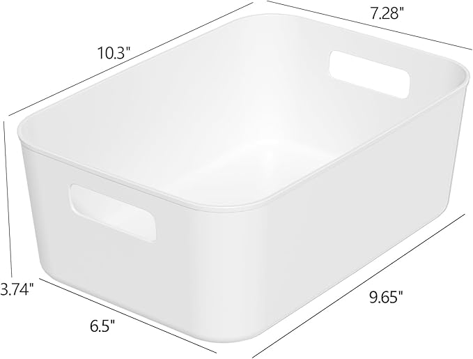 12 Packs Plastic Pantry Organizing Bins, Small Open Storage Bin, White