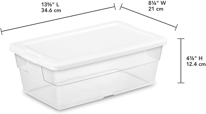 Sterilite 12-Pack 6 Quart Storage Boxes, Stackable Clear Plastic Bins with Snap-On Lids – Heavy-Duty Organizing Containers for Closet, Bathroom, and Office