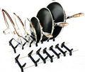 Pan & lid rack for storage or drying for kitchenware from Hexclad, T-fal, Circulon, Calphalon, Carote, Cuisinart, Blue Diamond, and others including induction pans