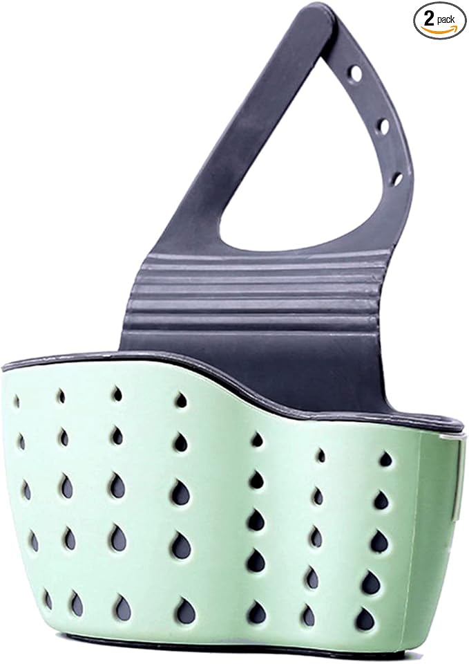 YYaaloa Sink Basket Sink Strainers Basket Corner Sponge Caddy for kitchen sink Kitchen Drain Shelf Sink Storage Holder (style 2- Sage Green and Gray)