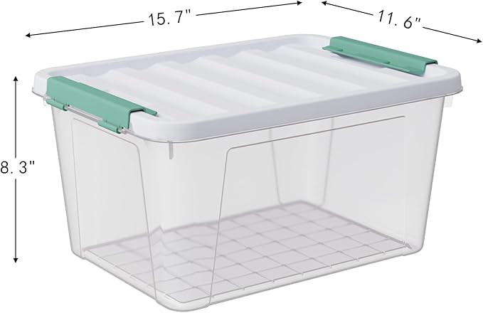 Bblina 20 Quarts Latching Storage Boxes, 6-pack Clear Plastic Bins Containers with Lids