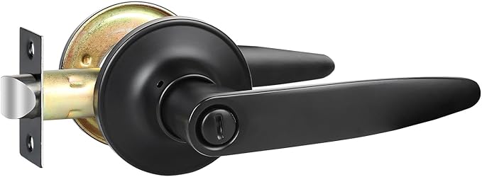 Privacy Door Levers, 1 Pack Matte Black Door Handles, Bed and Bath Door Locksets Heavy Duty Keyless Interior Handles, Reversible for Left Right Handed Doors