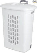 Sterilite 9-Pack Ultra Wheeled Hamper, Laundry Basket w/Flip-Top Lid & Retractable Handle - Plastic Rolling Clothes Storage Cart with Ventilated Holes for Home, Apartment or Dorm