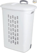 Sterilite 6-Pack Ultra Wheeled Hamper, Laundry Basket w/Flip-Top Lid & Retractable Handle - Plastic Rolling Clothes Storage Cart with Ventilated Holes for Home, Apartment or Dorm