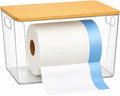 Trash Bag Holder with Bamboo Lid - Stackable Under Sink Organizer & Garbage Bag Dispenser for Kitchen Organization - Large Plastic Holder for Laundry Room, Pantry, Bathroom, Cabinets, 1 Pack