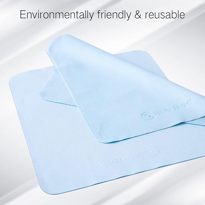 PERFECTSIGHT Microfiber Cleaning Cloth | Eyeglass Lens Cleaner [6 Pack, 5.7x6.7 Inch] Glasses, Phone, Camera, Computer Screen Cleaning | Safe for All Coated Lenses (Blue)