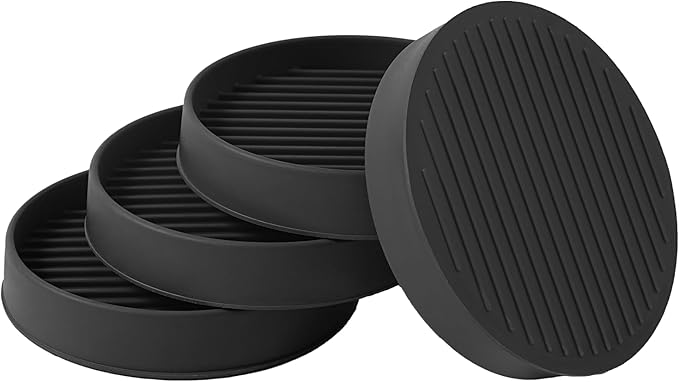 3x3 Round Rubber Furniture Caster Cups, Anti-Sliding Furniture Pads Bed Stopper Floor Protectors with Grip - Protect Any Flooring