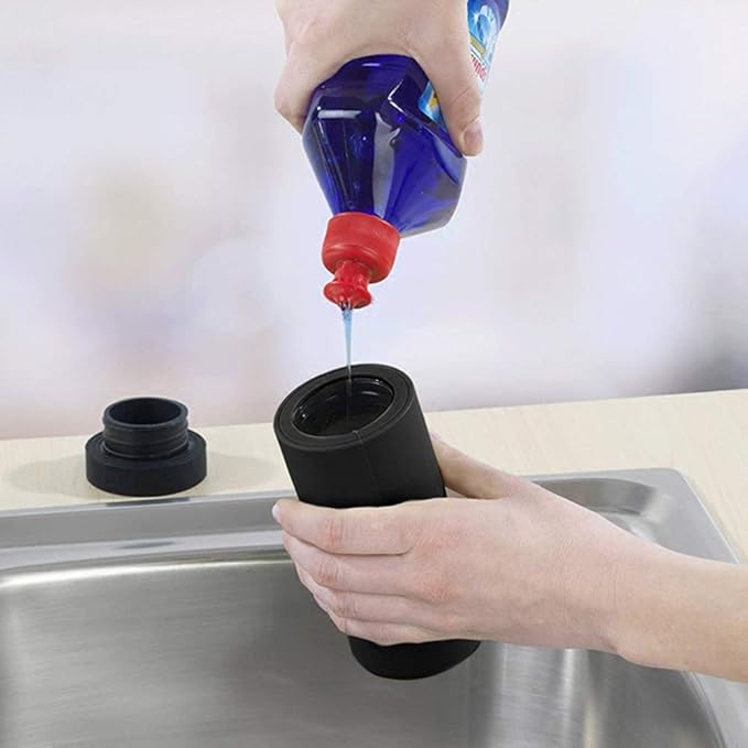 Dishwashing Soap Dispenser,Dishwashing Liquid Dispenser,Dish Detergent Dispenser,Dish Soap Silicone Squeeze Bottle for Kitchen and Bathroom. (Black)