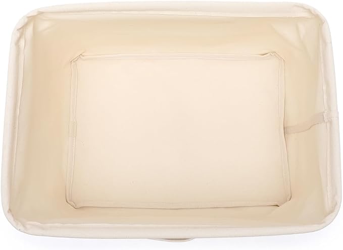 Foldable Storage Bins with Lids Cotton Canvas Rectangular Storage Box Ideal for Organization Lightweight and Durable (13.78 x 9.45 x 9.45)